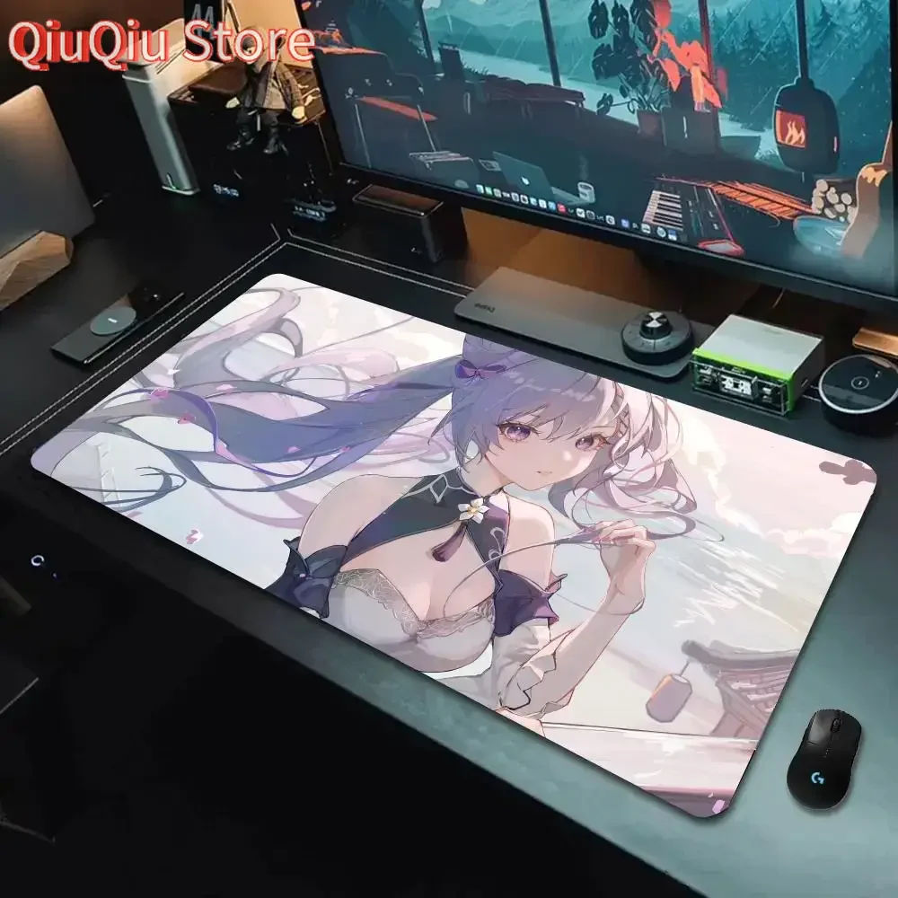 

Game Genshin Impact Keqing Mousepad Mouse Mat Desk Mat With Pad Gaming Accessories Prime Gaming XXL Keyboard Pad Padding Mat