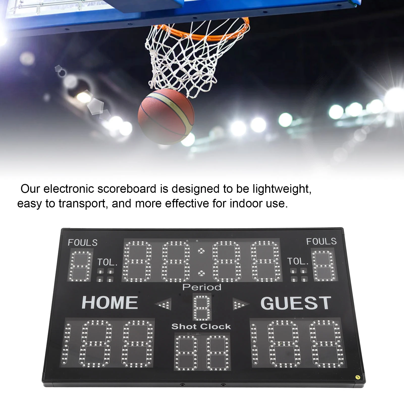 15 Digit Electronic Scoreboard LED Digital Portable Electric Scorekeeper for Basketball Volleyball