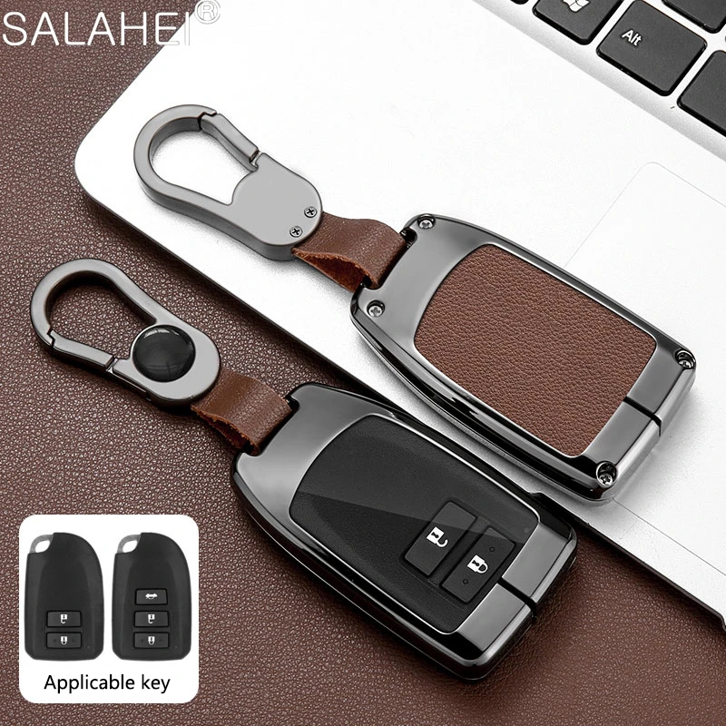 Zinc Alloy Car Key Case Cover Leather Protector Keyring For Toyota Yaris Yarisl X Hiace Vios Verso Camry Corolla Accessories