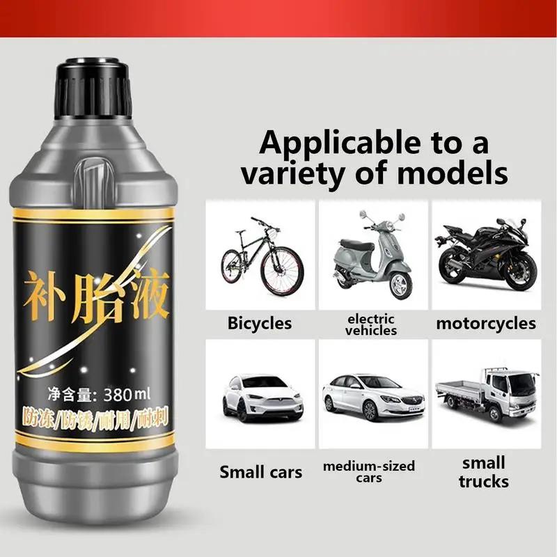 Tire Sealant Bicycles 380ml Instant Portable Tire Sealer For Quick Fixes Multifunctional Tire Repair Sealant With Valve Core