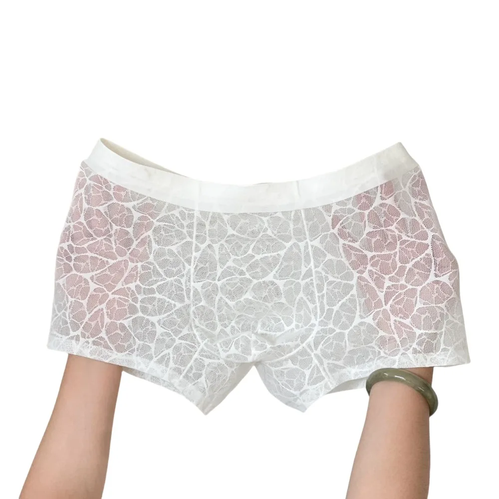 

Comfortable Underpants Men Boxer Briefs Ice Silk Quick Dry Lace Shorts Boxers Mesh Thin Summer Underwear for Men Gift