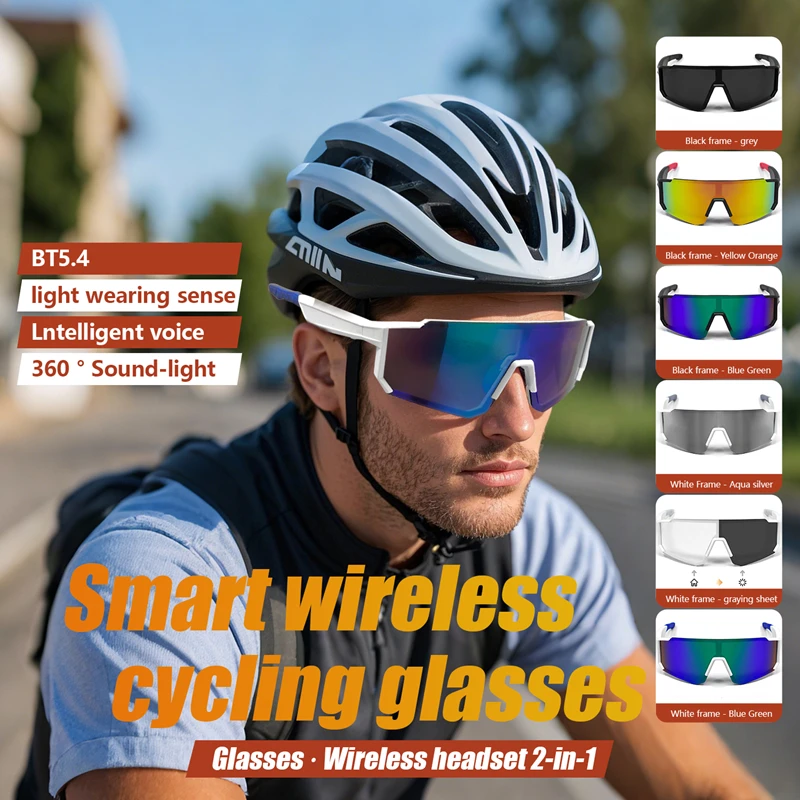 

Умные беспроводные велосипедные очки с искусственным интеллектом, Bluetooth-очки для прослушивания музыки и звонков, умные очки для верховой езды на открытом воздухе 2025
