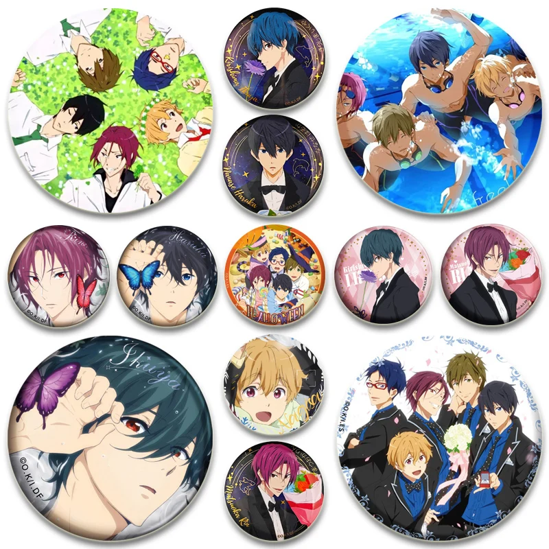 Anime Free! Brooches Nanase Haruka Ryugazaki Rei Tachibana Makoto Hazuki Nagisa Rin Matsuoka Cartoon Badge Lapel Pins Gifts