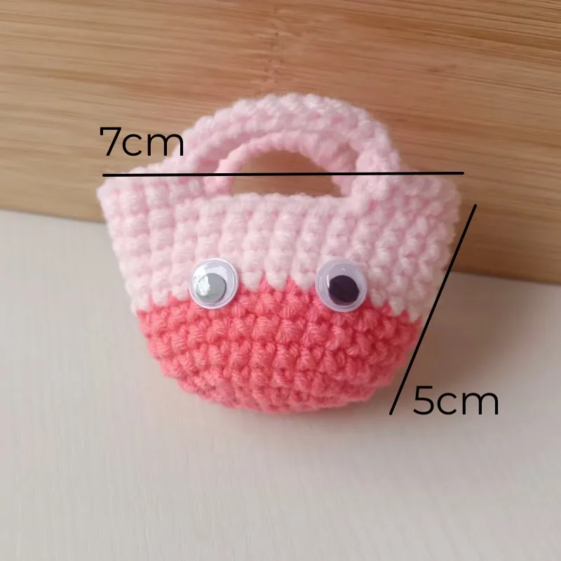 Multicolor Eyes Crochet Mini Bag Pendant Wool Keyrings For Car Keys Knitted DIY Keychain Handmade Jewelry Gift