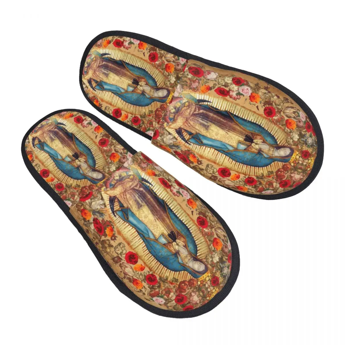 Custom Our Lady Of Guadalupe Virgin Mary Comfy Scuff With Memory Foam Slippers Women Catholic Mexico Poster Bedroom House Shoes