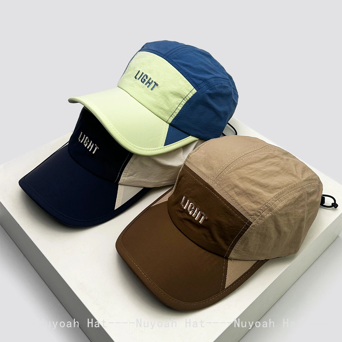 

New Men Women Outdoor Embroidered LIGHT Letters Baseball Hats Sunshade Quick-dry Breathable Color Block Peaked Caps Versatile