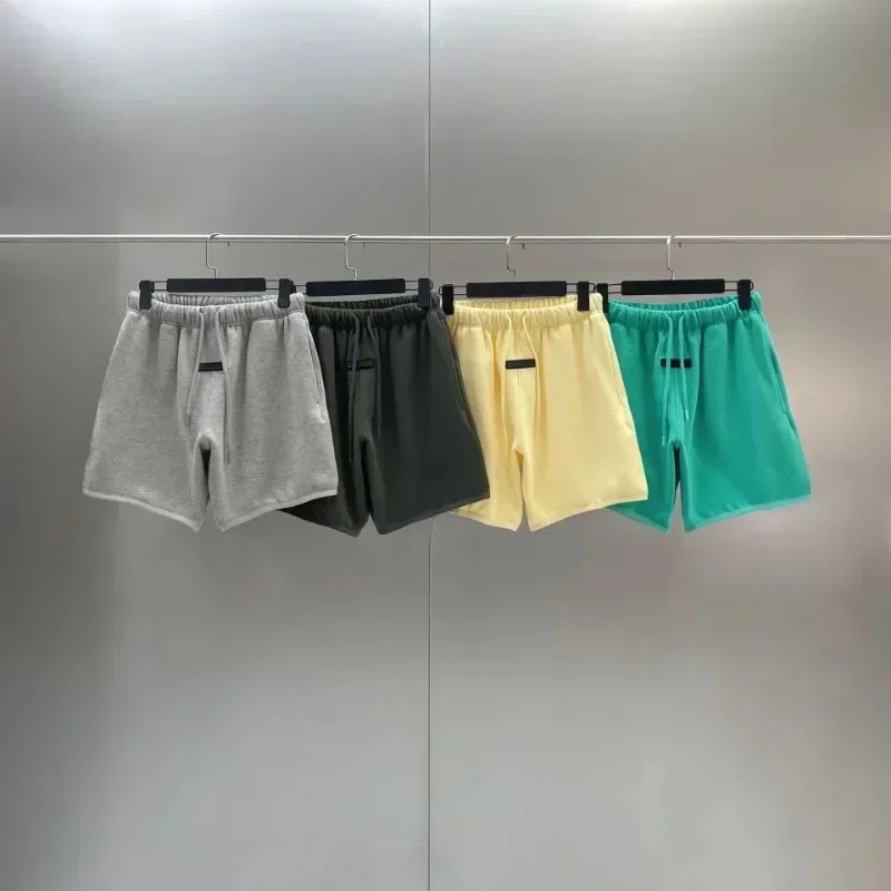 24SS Einfarbig Shorts Luxus Design Silikon Brief Logo Kordelzug Baumwolle männer Shorts Mode Marke Paar Lose Rand Shorts