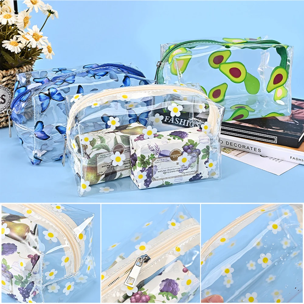 Multifunction Cosmetic Bags Cute Waterproof Transparent Storage Pouch PVC Zipper Travel Makeup Organizer Clear Case Toiletry Bag