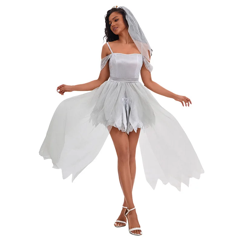 

loween Cosplay Ghost Bride Dr Me Skirt eup Ball Stage Performance Women's Outfit Set Chinese Traditional Costume