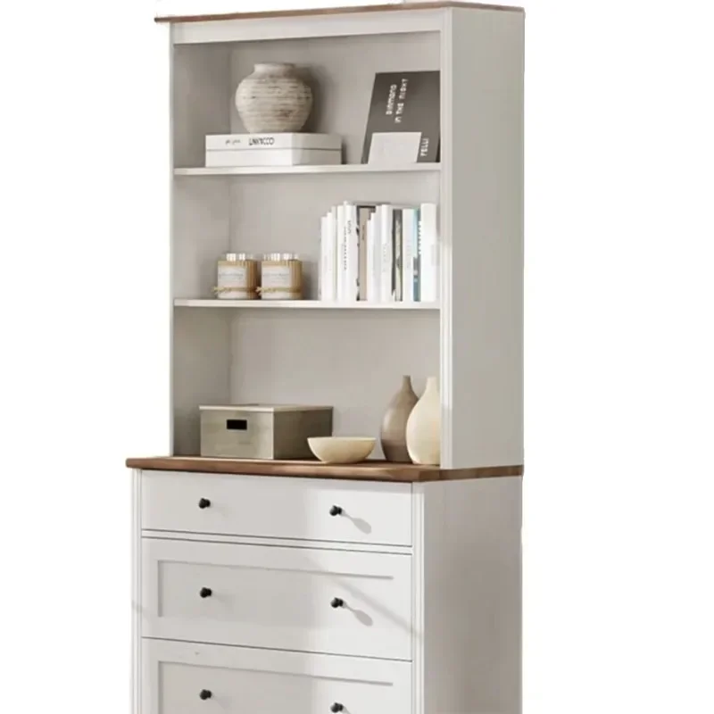 

Книжный шкаф из цельного дерева в американском стиле ретро, книжная полка, шкаф для хранения, открытый шкафчик для гостиной, фигурный шкаф, бытовой шкаф