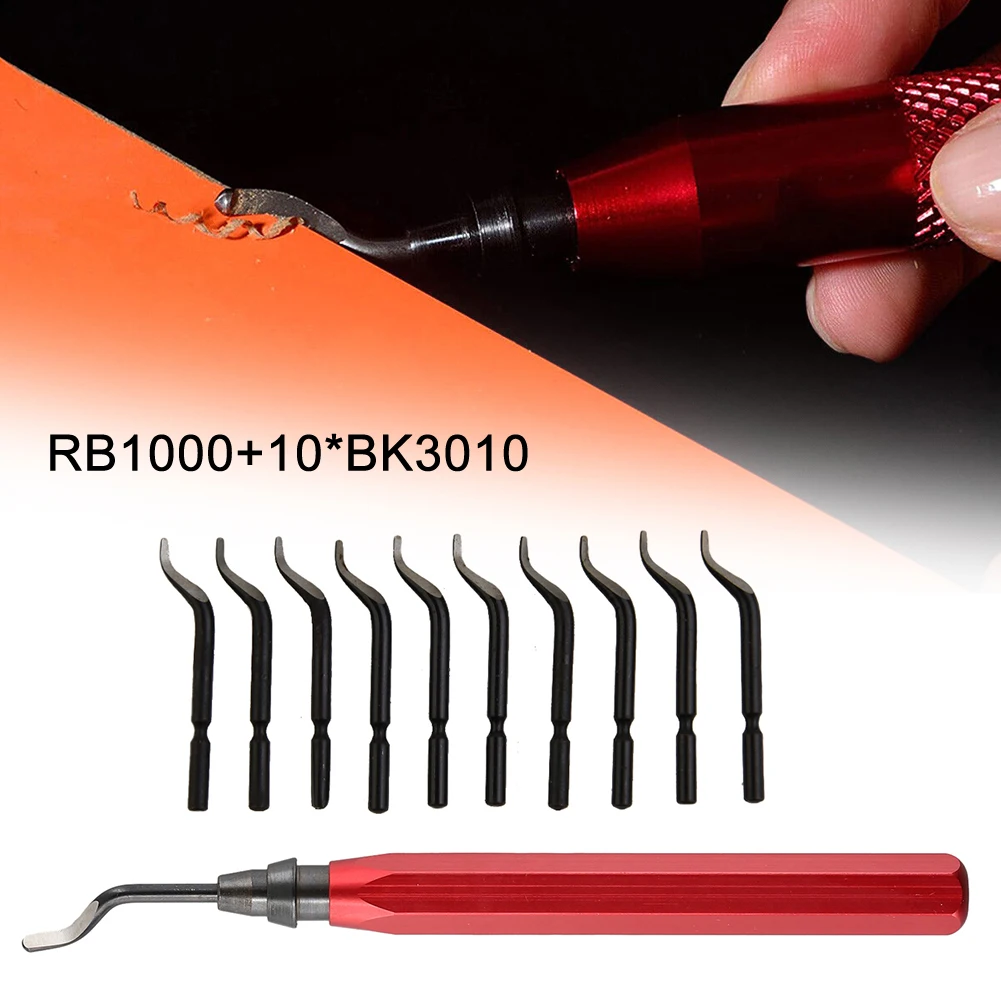 

RB1000 Handle Burr Deburring Remover Cutting Tool With 10pcs Rotary Deburr Blade Router Bit Rotary Trimming Deburring Tool