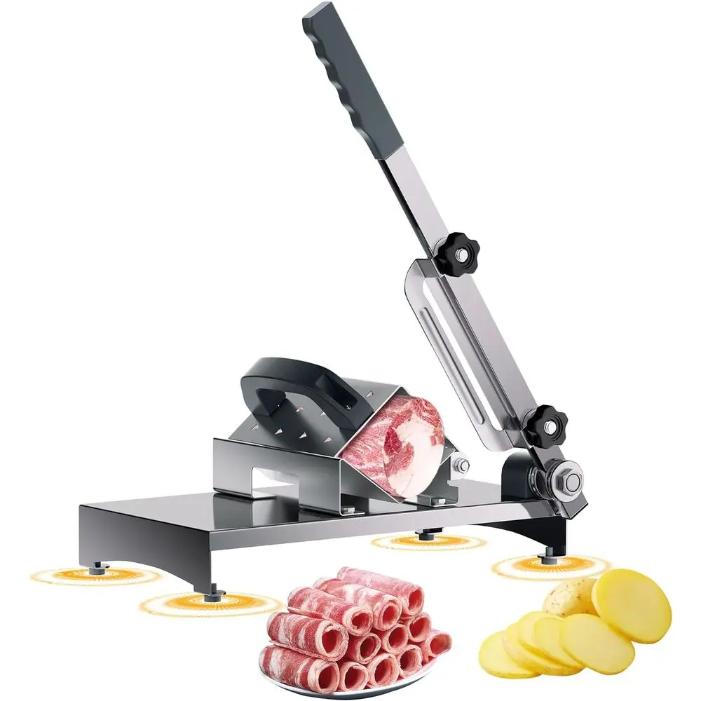 

Manual Stainless Steel Meat Slicer with Adjustable Thickness for Meat, Vegetables, Cheese, Jerky, BBQ, Hot Pot