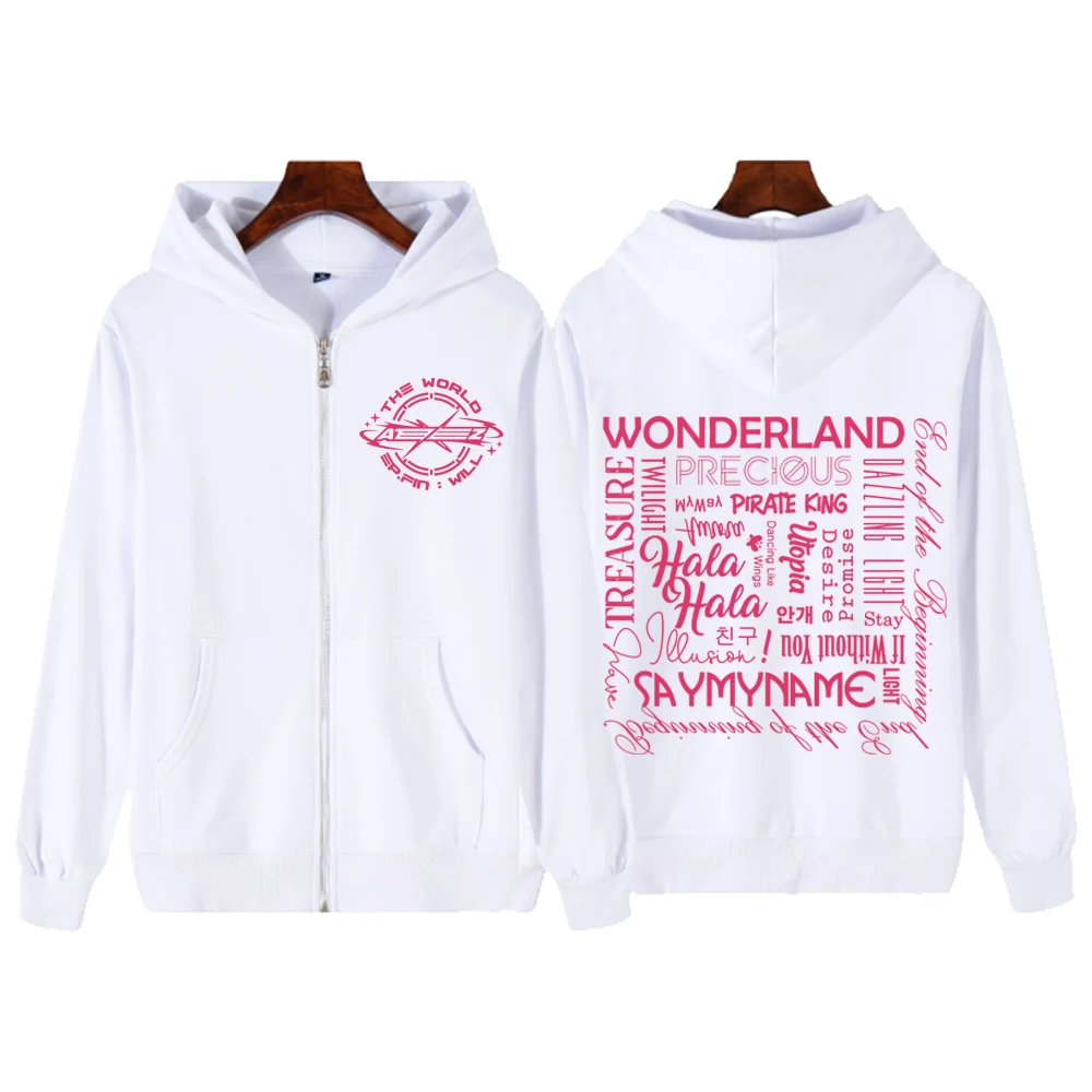 2024 Ateez The World Ep.fin Will Zip-up Jacket Long Sleeve Zipper Sweatshirts Kpop Plus Size Harajuku Winter Fleece Hoodie