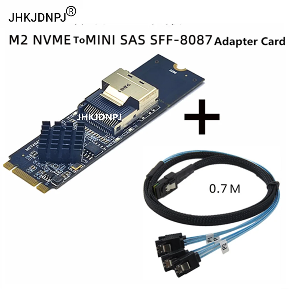 

NGFF M.2 Key B+M NVME to SFF-8087 Connector Adapter Converter Card With 4 * SATA3.0 Data Cable 0.7M