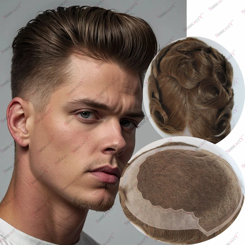 

Невидимый парик из швейцарского кружева с эффектом слияния с кожей, из натуральных человеческих волос, 4 шт. # 6 # Мужские парики Q6 с кружевной основой, суперпрочные, для замещения волос, коричнево-русые