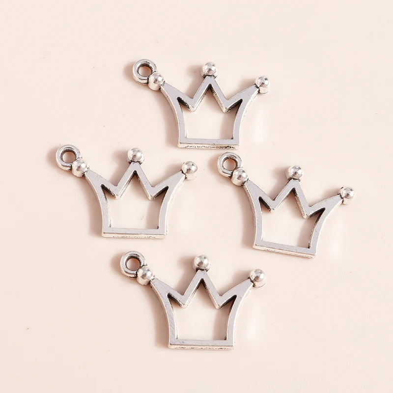 Leslie 50 Stück 13 x 20 mm antik versilbert Mini King Queen Crown Charms für Armband Halskette DIY Schmuckherstellung – Detail 2