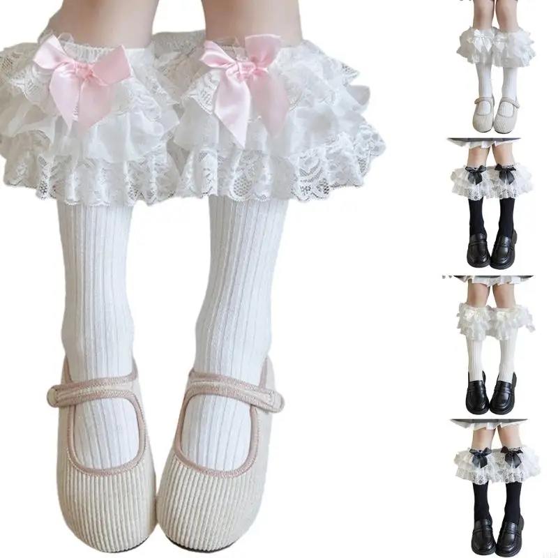 

Wide Striped Toddler Girls Socks Breathable Cotton Bowknot Fashion Design Socks