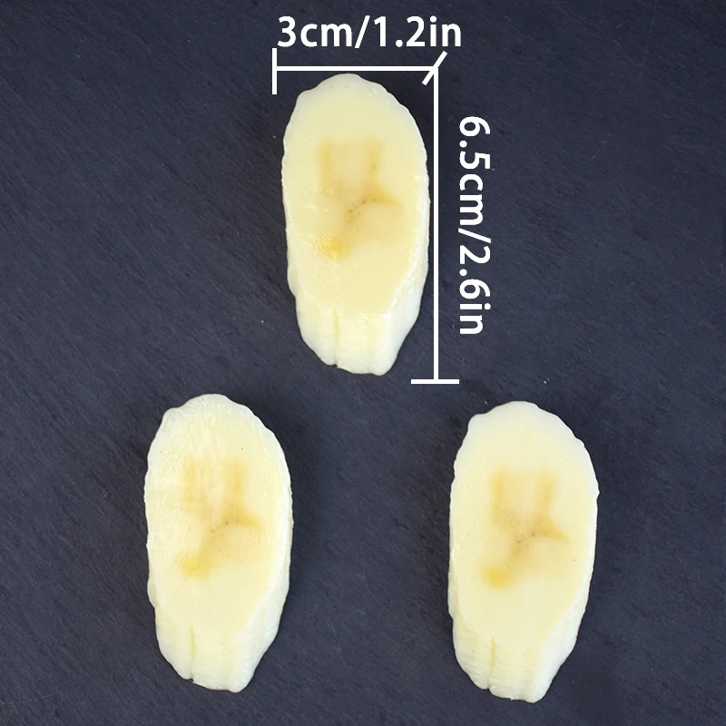 6/20 Stück Realistische Simulierte Bananenscheiben Künstliche Früchte Fake Food für DIY Slime Zubehör Bastelbedarf Harz-Charms Requisiten Heim-Sets – Detail 7