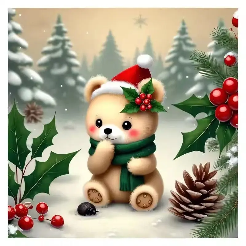

CHENISTORY Diamond Painting Embroidery Winter Bear Animal Cross Stitch Kit Crafts 5D DIY Full Square Round Rhinestones Mosaic Ho