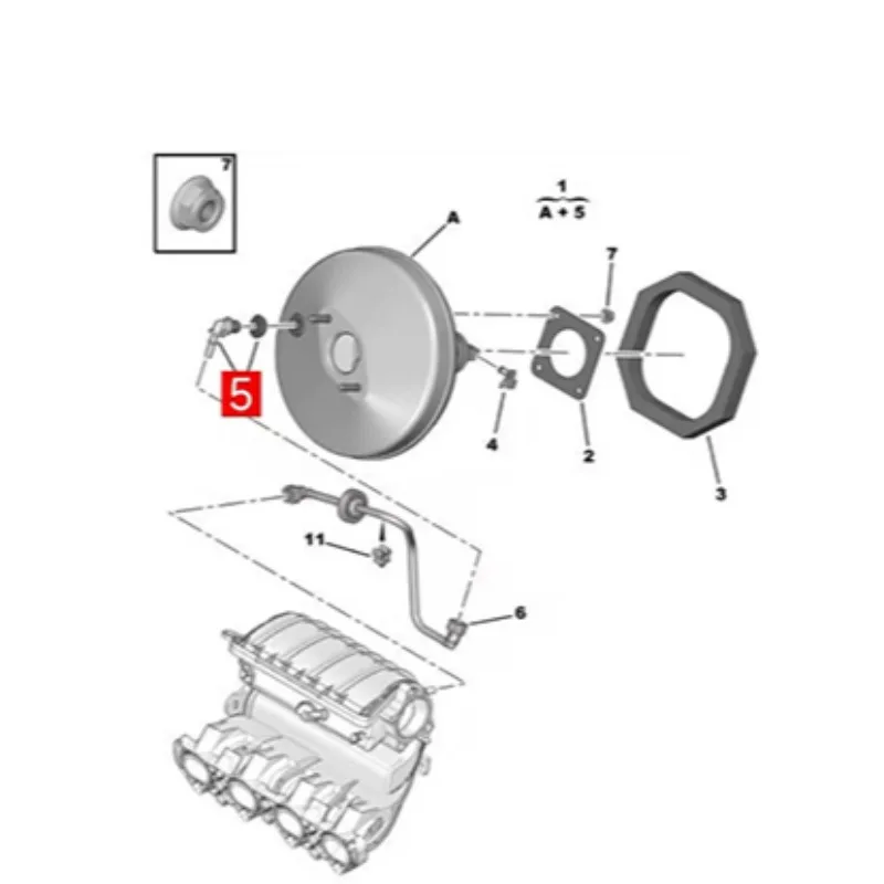 Vacuum Booster Check Valve Vacuum Hose Fitting 459950 459952 for Peugeot 307 308 408 3008 for Citroen C4L