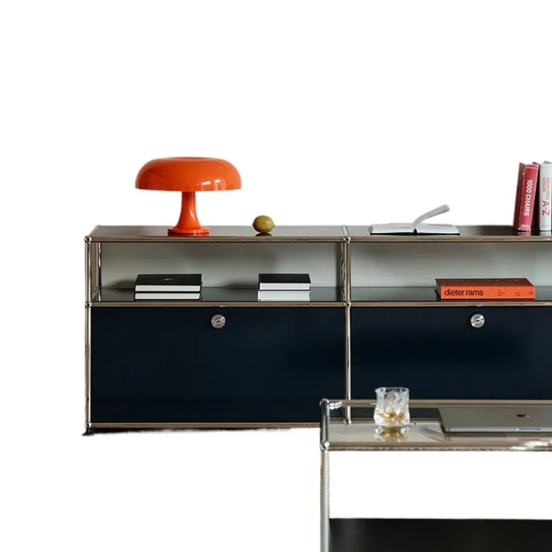 

Medieval module TV cabinet household living room, floor-to-ceiling stainless steel storage locker