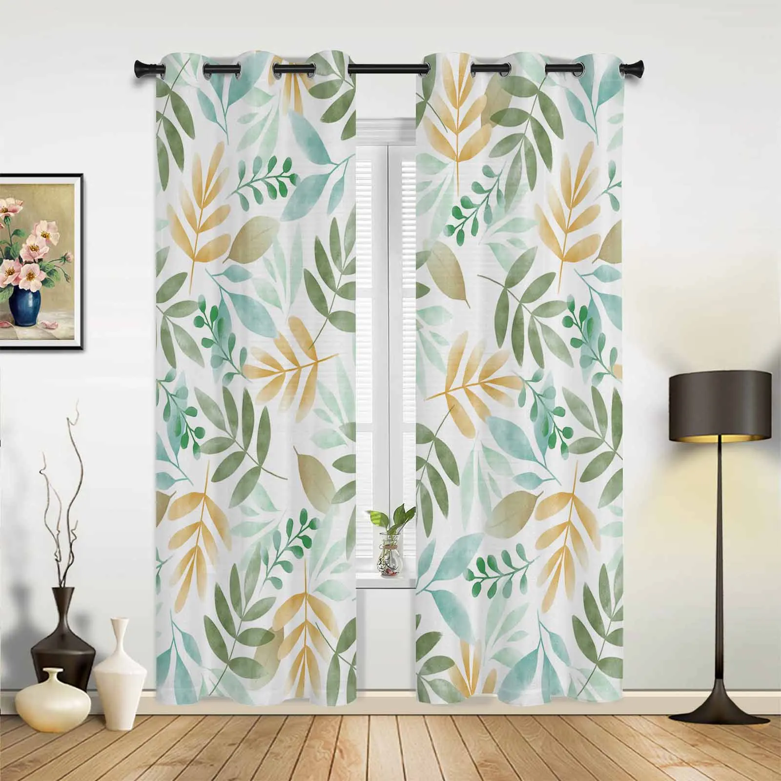 Plants Leaves Country Style Modern Window Curtains for Living Room Bedroom Curtain Kitchen Treatment Blinds Drapes