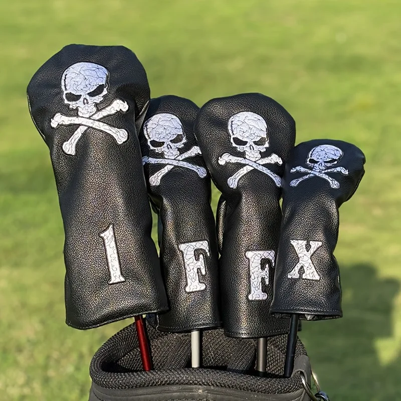 

1 шт. чехол на голову для клюшки для гольфа — прочный черный защитный чехол, прочные и стильные аксессуары для гольфа, дизайн с рисунком черепа ﻿