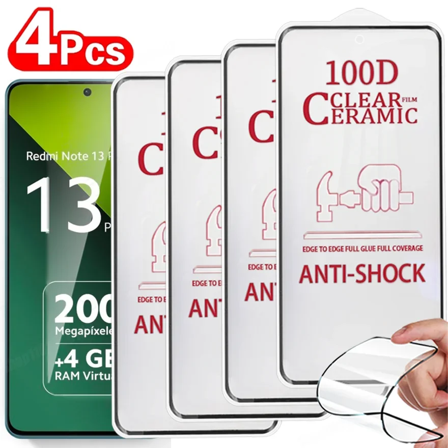 4PCS 8K HD Pellicola Ceramica Per Xiaomi Redmi Nota 13 12 11 10 9 Pro Plus Protezione Dello Schermo Per Redmi 13C 12C 10C 10A Pellicola Morbida Del Telefono
