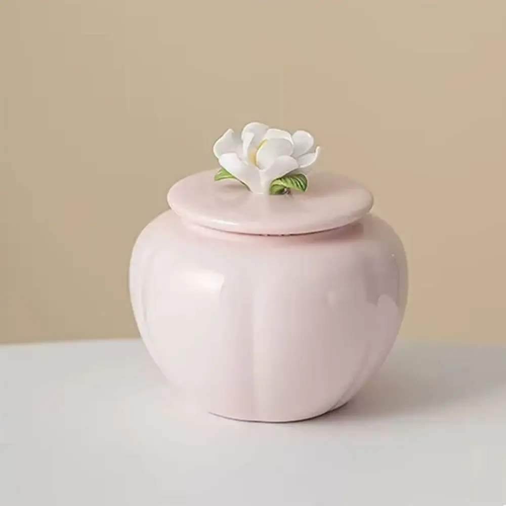 

Pink Flower Ceramic Tea Jar Chinese Style with Sealed Lid Tea Tin Can Moisture-proof Decorative Porcelain Tea Tin Home Use