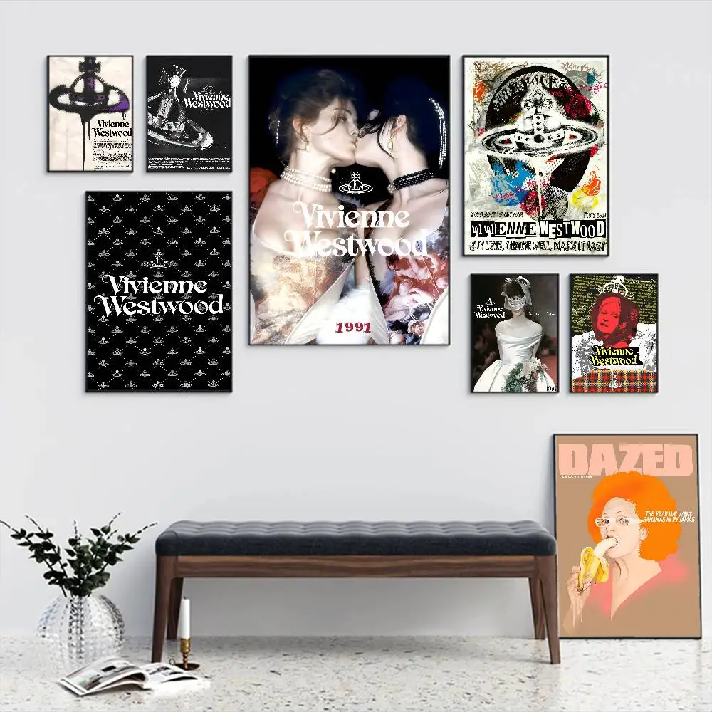 

Vintage Fashion V-Vivienne W-Westwood Self-adhesive Art Poster Decoracion Painting Wall Art White Kraft Paper Home Decor