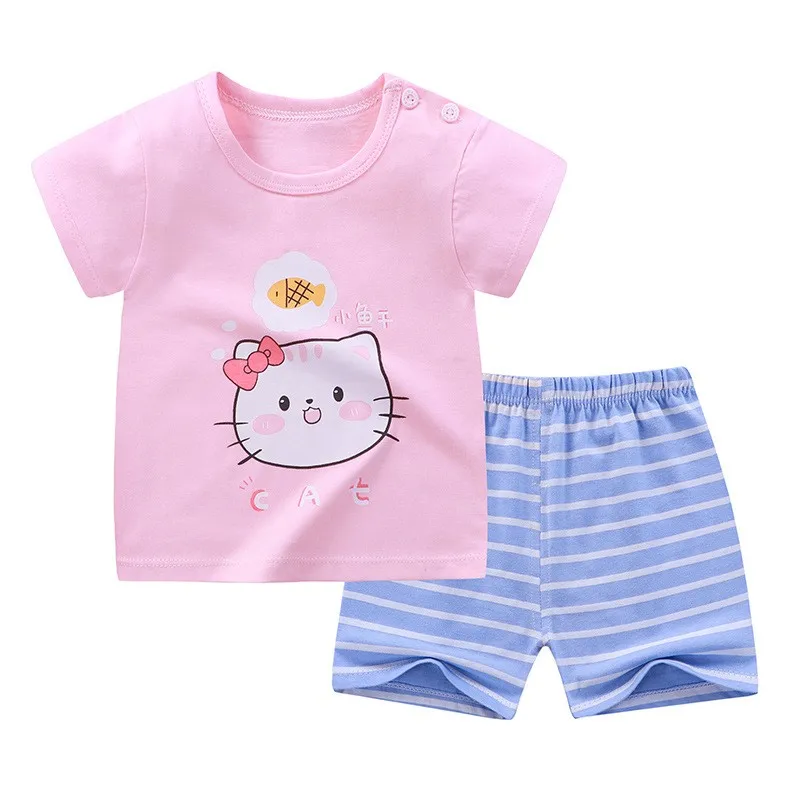 Toddler Baby Girl Clothing Sets Tshirts Pants Suit Kids Short Sleeve For Summer Outfits Baby Children Costume Girls 0-6 Pajamas