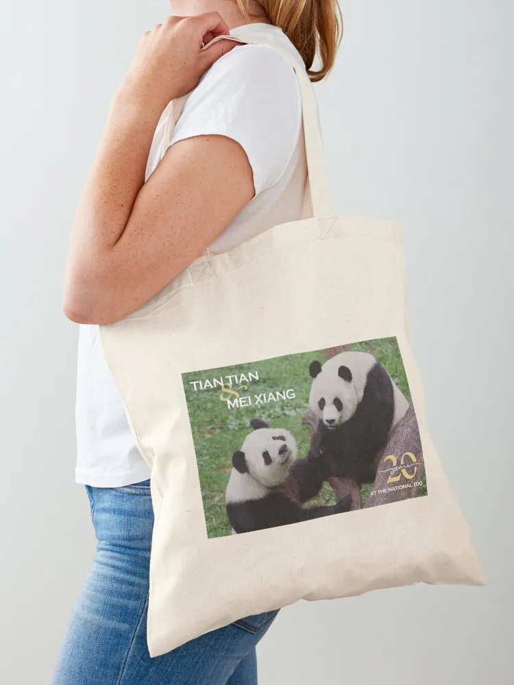 

Giant Pandas Tian Tian and Mei Xiang at the National Zoo - 20th Anniversary Edition Tote Bag cute tote bag Canvas stote bag