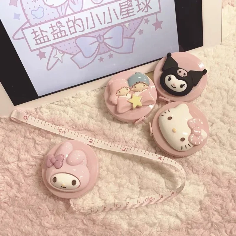Hello Kitty Cute cartoon DIY portable small tape measure soft ruler clothes waist circumference telescopic ruler anime figure