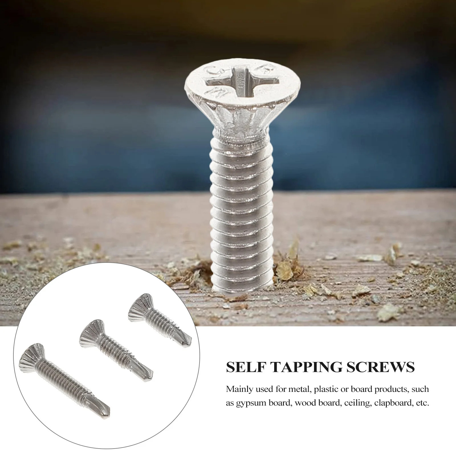 

1Set Self Drilling Screw Stainless Steel Sheet Metal Screw Countersunk End Drilling for Curtain Rod Lamp Towel Rail Installation