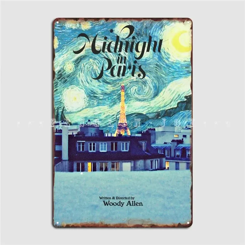 Midnight In Paris Metal Plaque Poster Cinema Garage Home Funny Painting Décor Tin Sign Posters