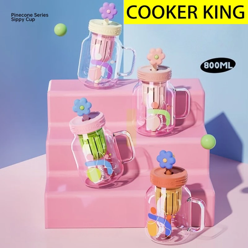 طباخ الملك 1 قطعة كوب ماء زجاجي مع مصفاة الفاكهة واسعة الفم غرفت كوب الماء الساخن البارد Carafe مع غطاء لشاي القهوة والشمس