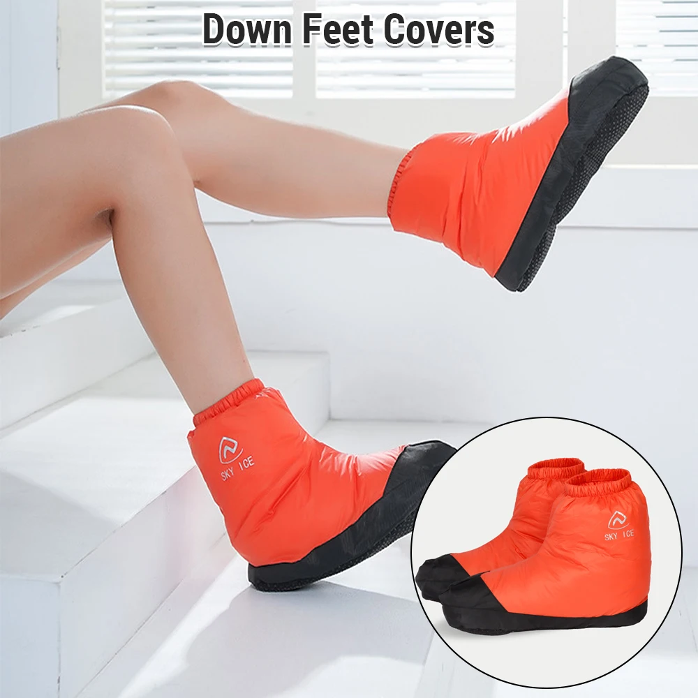 

Down Stuffed Booties Waterproof Down Slipper Boots Lightweight Down Socks Stuffed Booties Down Feet Covers