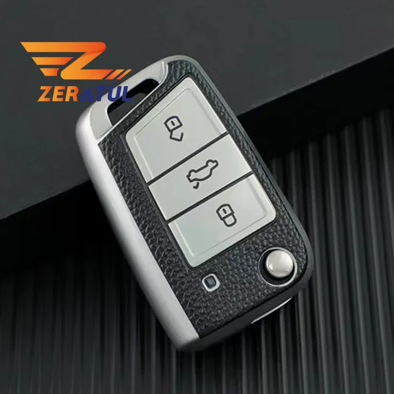 Auto klappbare Flip Key Fall Schutzhülle Tasche Shell Anhänger halter für Volkswagen VW Golf 7 MK7 Polo für Skoda Octavia A7 Sitz