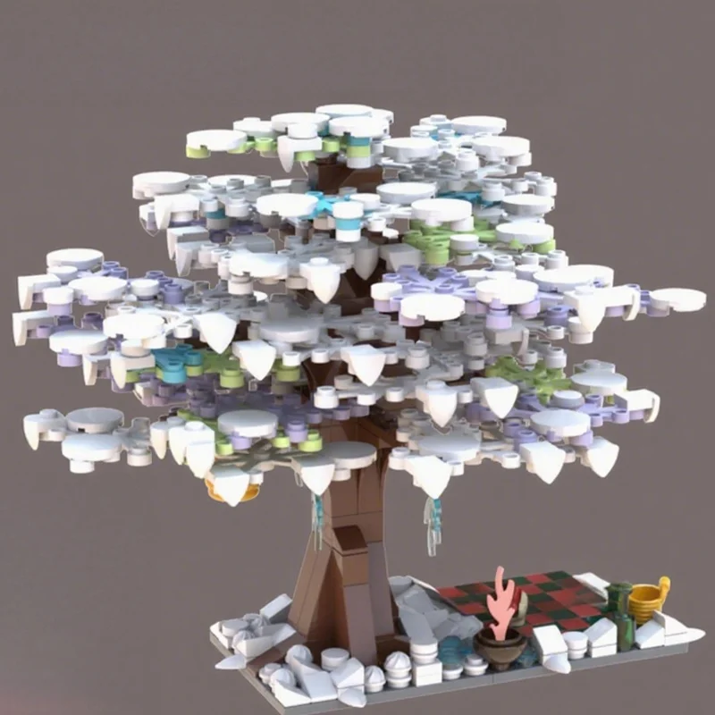 362 قطعة MOC إنه مجرد شجرة الشتاء المدينة نموذج بناء اللعب كتل العمارة لتقوم بها بنفسك هدايا عيد الميلاد فكرة التعليم عيد ميلاد
