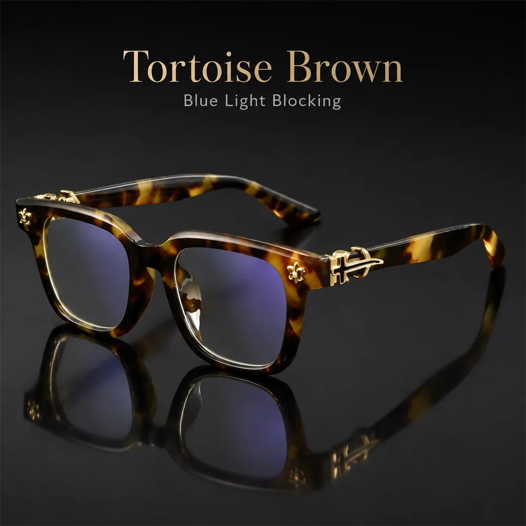 Anti Blue Light Glasses Plum Blossom Curved Machete Decor Square Frame UV400 Fashion Eyewear for Women Men Daily Screen Use