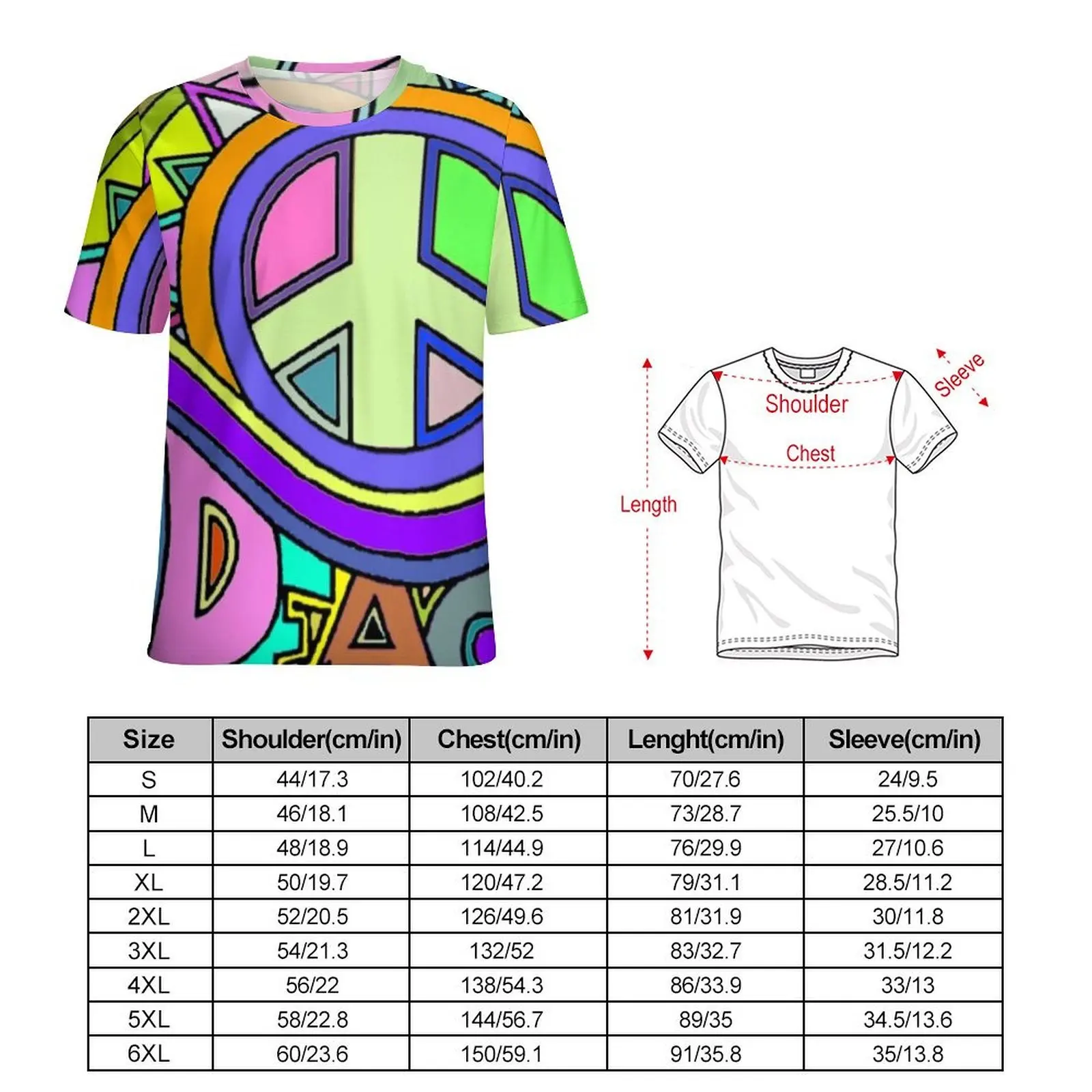 Couple Colorful Peace T Shirt Trippy Hippy Art Popular T Shirts Short-Sleeve Design Tshirt Cheap Beach Kawaii Oversized Clothing