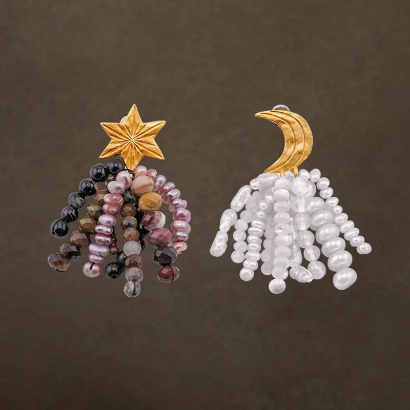 

Spring and Summer New Huiye Bead Stud Earrings Light Luxury Fringed Earrings Niche Design Personalized Earrings Women
