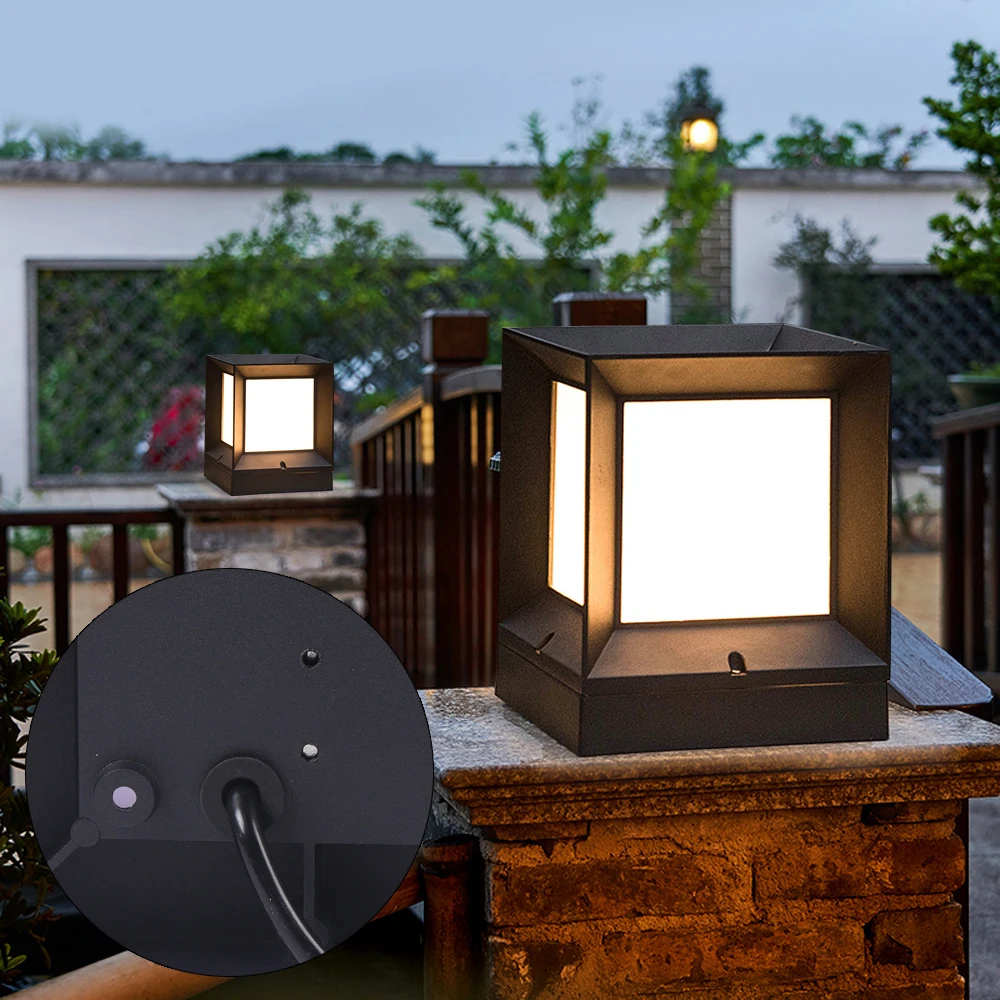 Luz de poste de piezas para exteriores, lámpara alimentada por energía Solar impermeable, tapa de valla, luces negras, decoración de iluminación