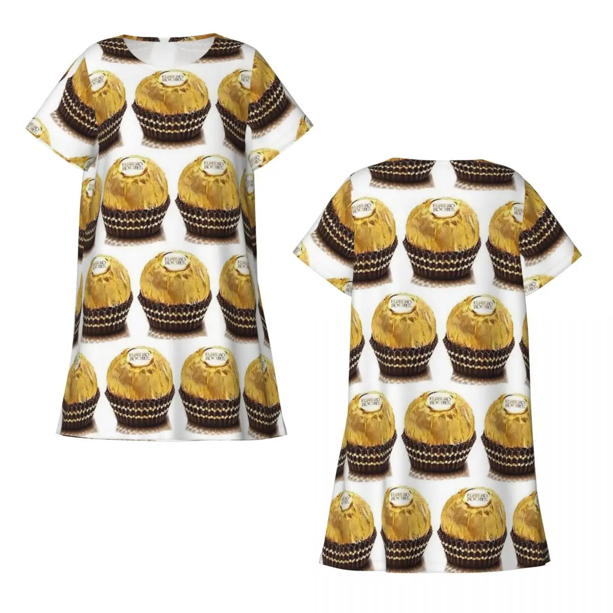 

Custom Ferrero Rocher Short Sleeves Nightdress For Sleeping Sleepshirts Women Short Sleeve Nightgowns Soft Pajama Dress