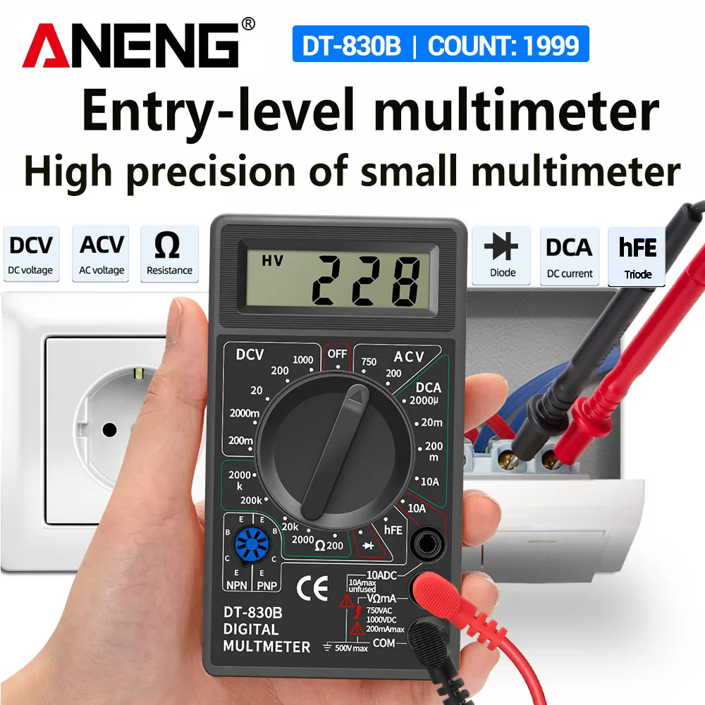 

Бытовой мини-мультиметр ANENG DT830B, автоматический измеритель диапазона, ручной мультиметр, мальтиметр, инструмент для обслуживания приборов