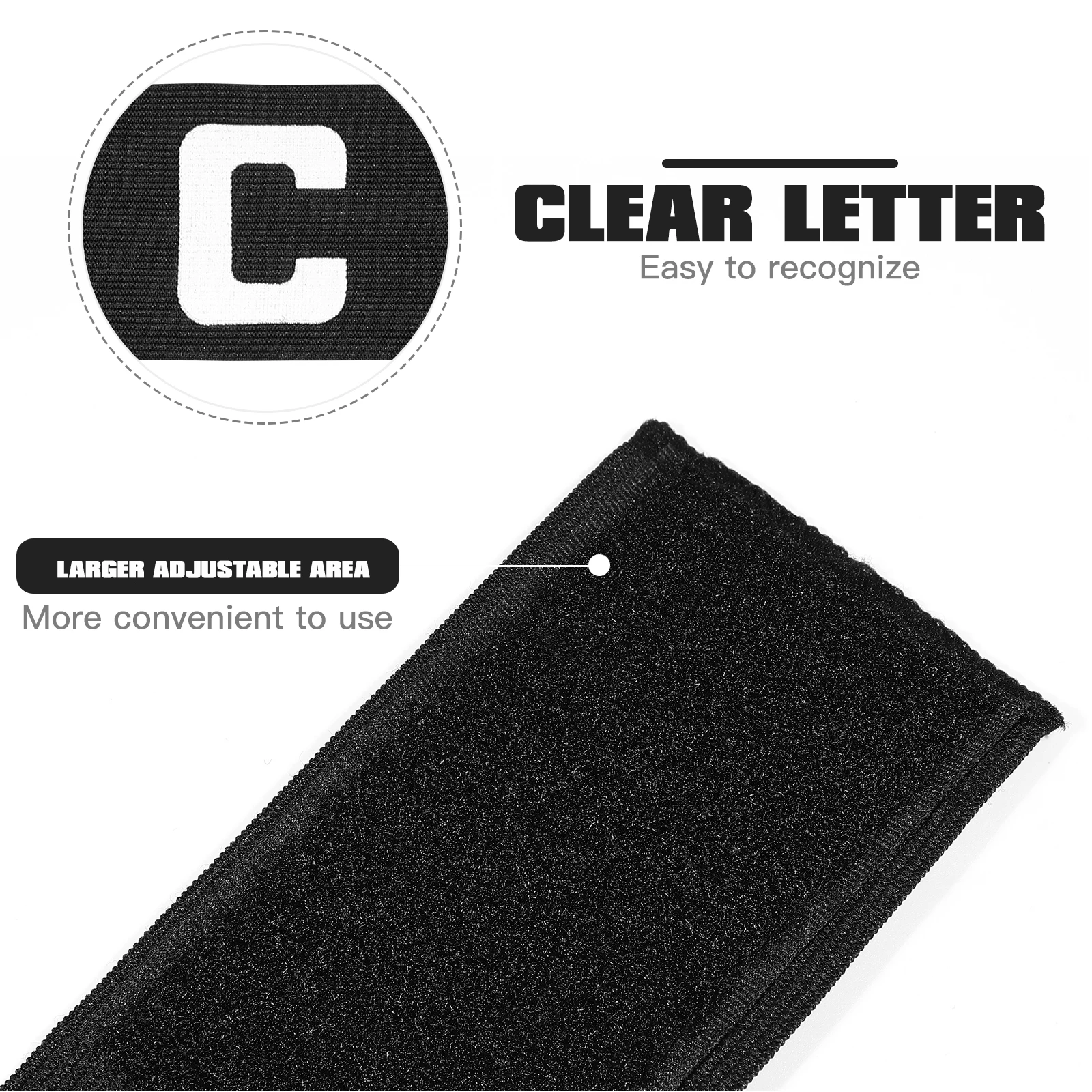 

Captain Armband Black Adjustable Elastic Football Soccer Rugby Basketball Player Band for Team Sport Captain Armband