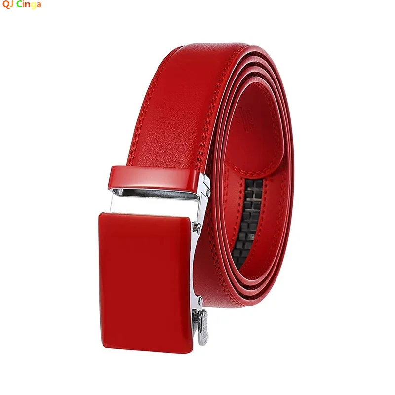 

2024 New Red Belt Men's, Automatic Buckle Belts,Khaki Blue White Cinturon Male Waistband,Size 100cm-125cm Available