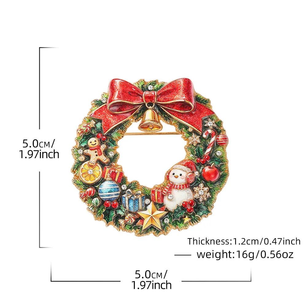 Christmas Wreath Metal Pin Gingerbread Man Candy Ball Glazing Craft Atmosphere Clothing Accessories Xmas Decor Pins Jewelry Gift