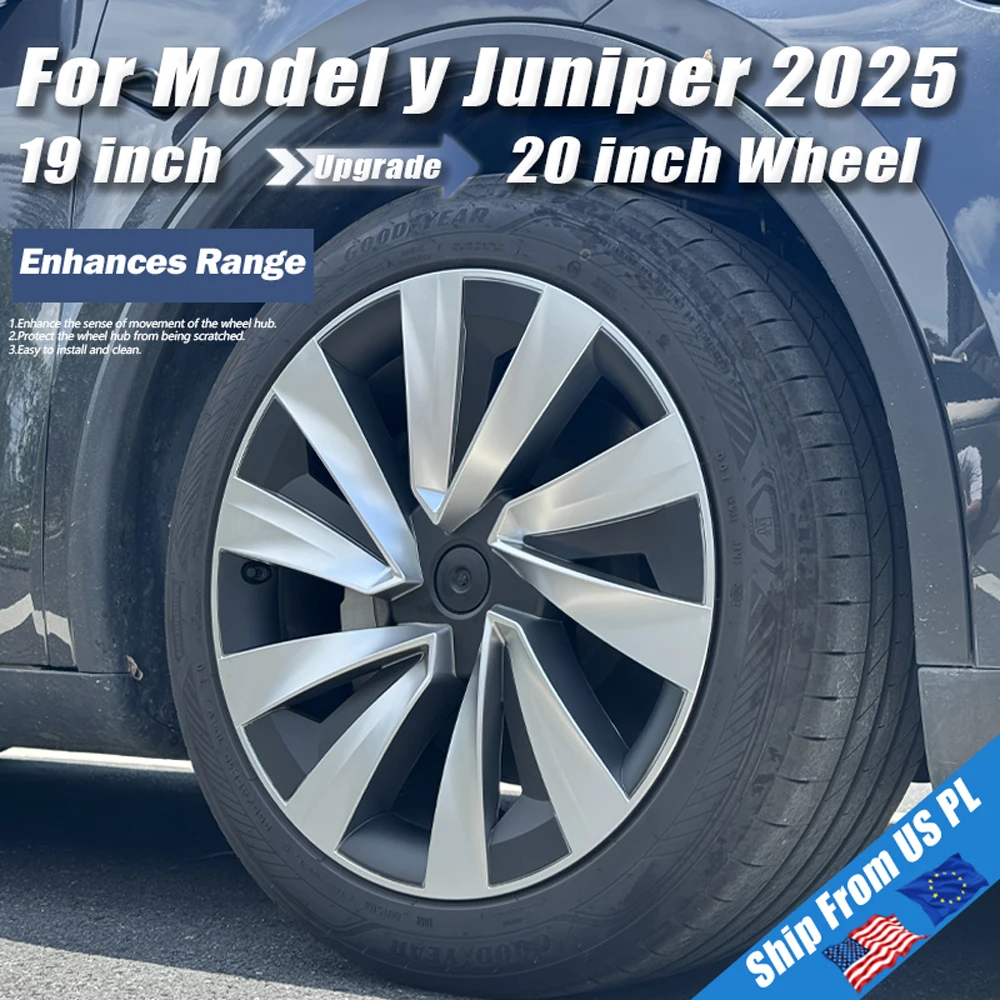 

4 шт. крышка ступицы для Tesla Model Y Juniper 2025, 19-дюймовая сменная крышка ступицы с перекрестным потоком, полный обод, автомобильные аксессуары, крышка колеса