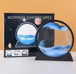 5-inch 3D Moving Sand Art Picture Round Glass Hourglass Deep Sea Quicksand Craft Flowing Sand Painting Office Home Decorations